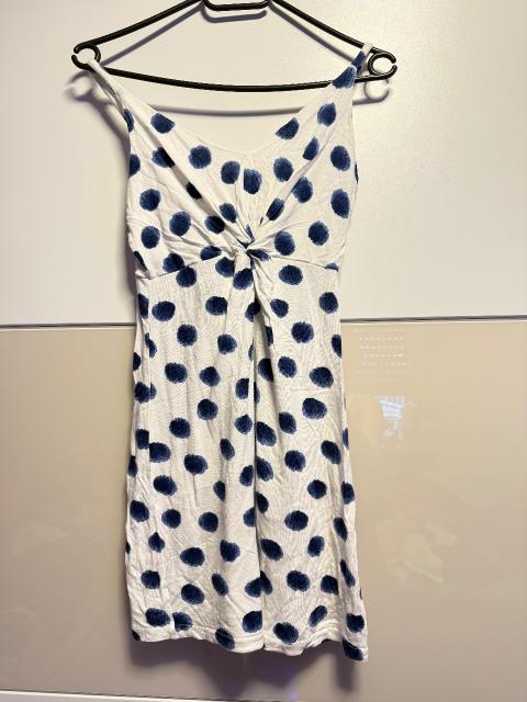 H&M Sommerkleid Weiß/Blau gepunktet Size XS