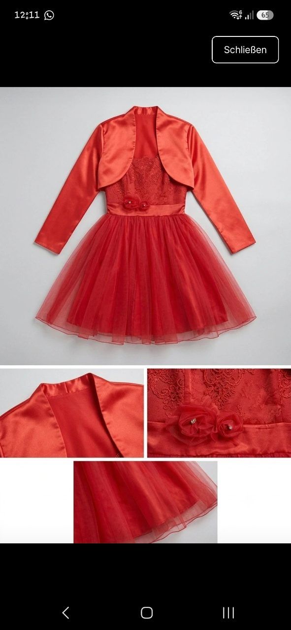Ohne Marke Elegantes rotes Ballkleid mit Bolero Gr. 38 Size M