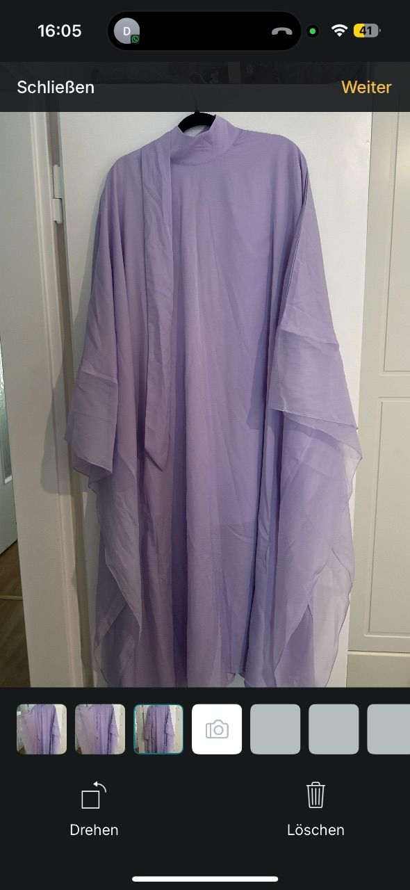 SHEIN Raffinéa Abaya Flieder/Lavendel mit Schal - Elegant & Fließend Size M