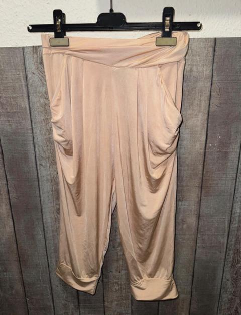 Ohne Marke Haremshose Pumphose 3/4 beige creme Satin-Look Gr. XS/S Size XS