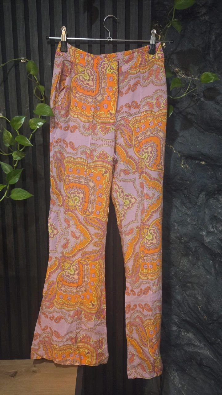 Mango Bunte Schlaghose Leinen Size S