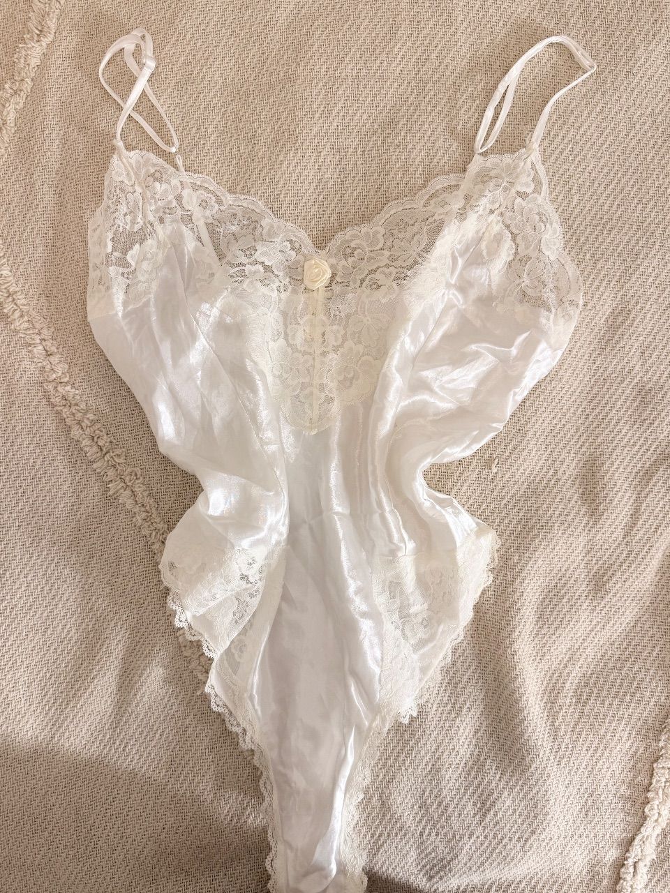 Vintage Y2K Body Spitze Weiß  Size S