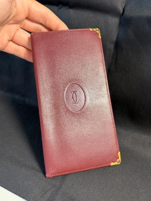 Original Cartier Paris Vintage Cardholder / Kartenetui – Bordeaux Leder – Gold-E