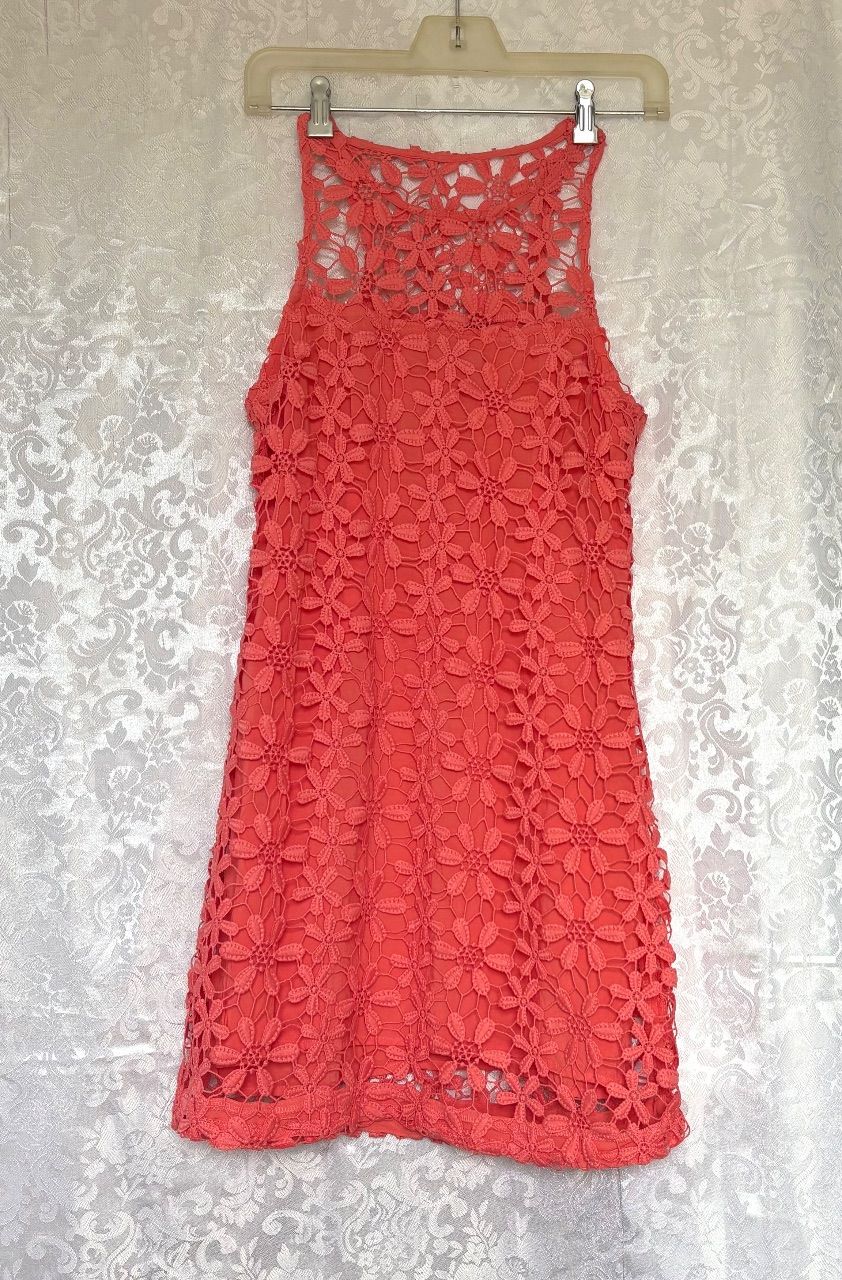 Hollister Hollister Spitzenkleid / Häkelkleid in Koralle - Gr. S Size S