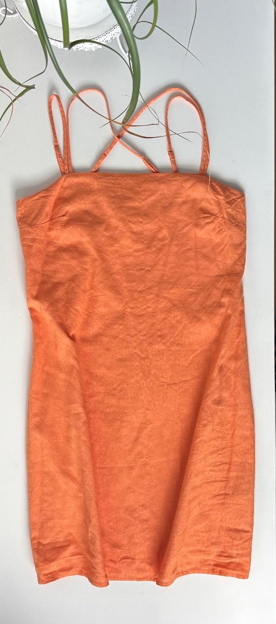 H&M Leinenkleid Orange mit Rückendetail / Gr. 36 / Sommerkleid