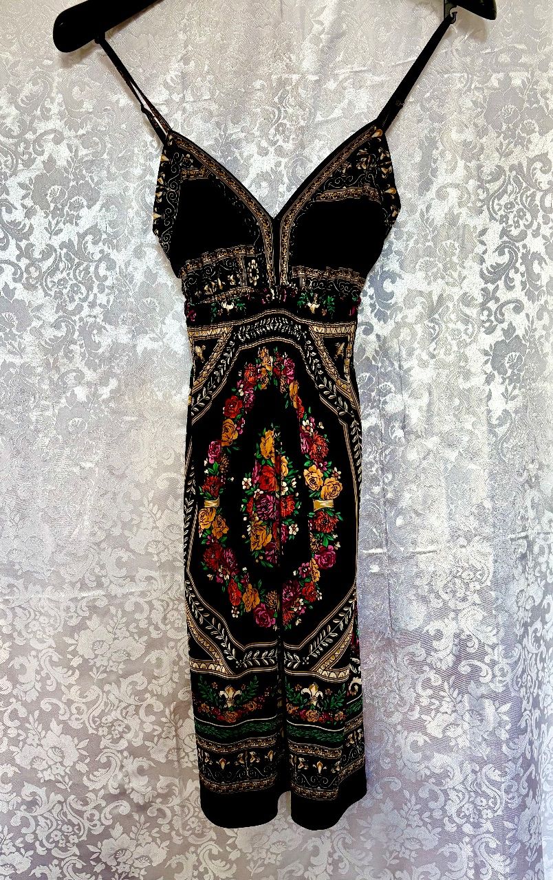 OPL OPL Fashion Boho Slip Dress / Midikleid mit Schalprint & Blumen, Gr. S/M Size S