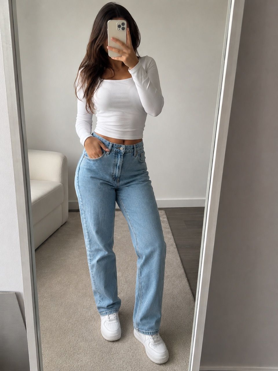Topshop High-Waist Mom Jeans – Hellblauer Denim  Size 34