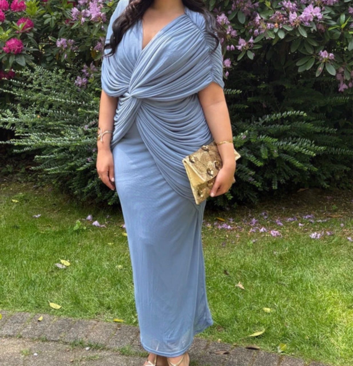 ASOS Wunderschönes drapiertes Maxikleid in blau Size M