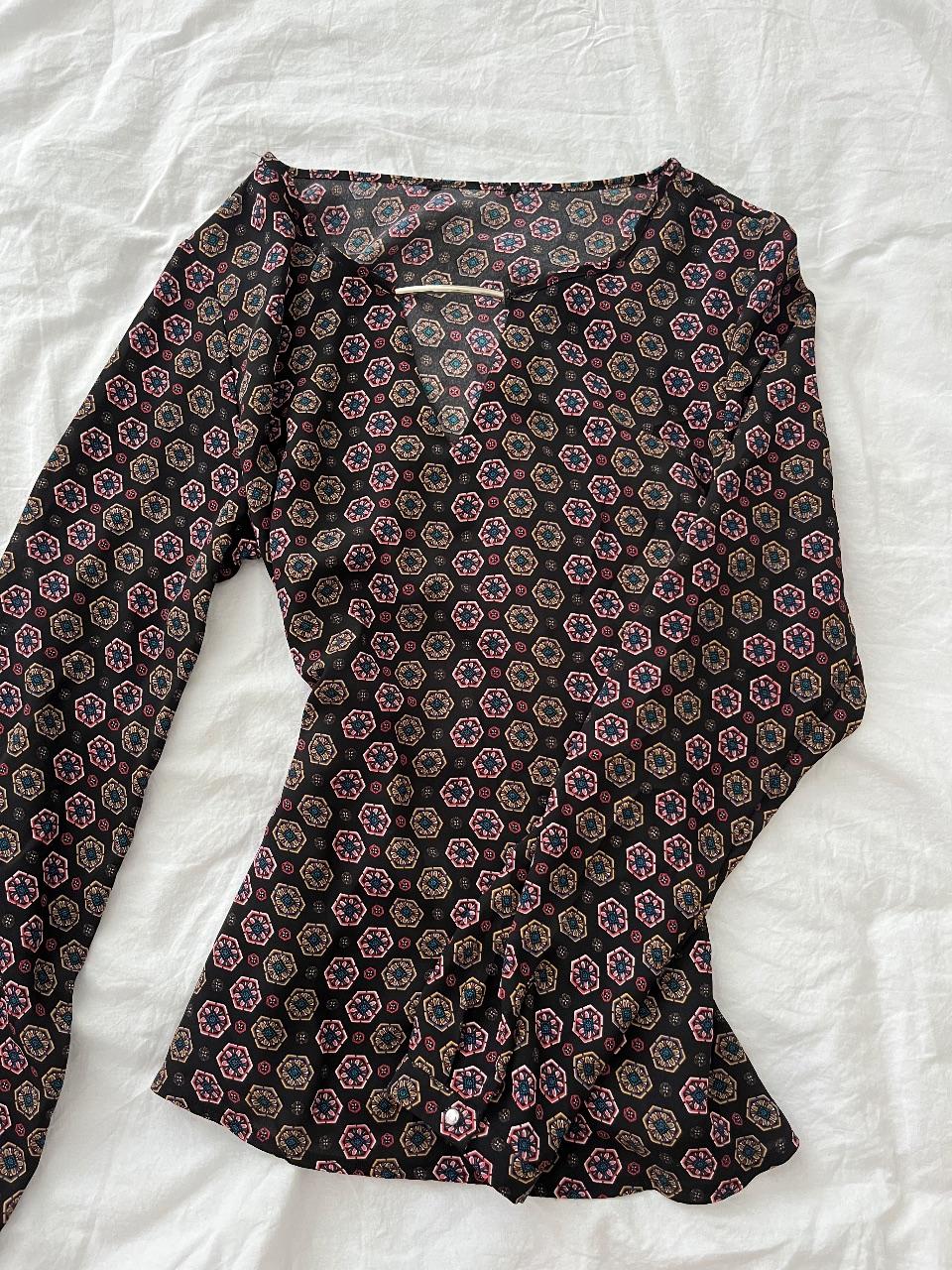 Elegante langärmlige lockere Bluse Gr.S mit Punkten