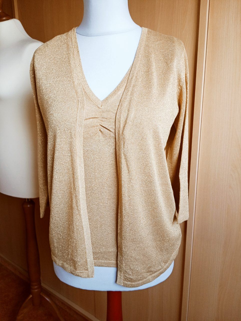 TCM Glam Twinset Top Strickjacke Glitzer Silvester Party Viskose Size S