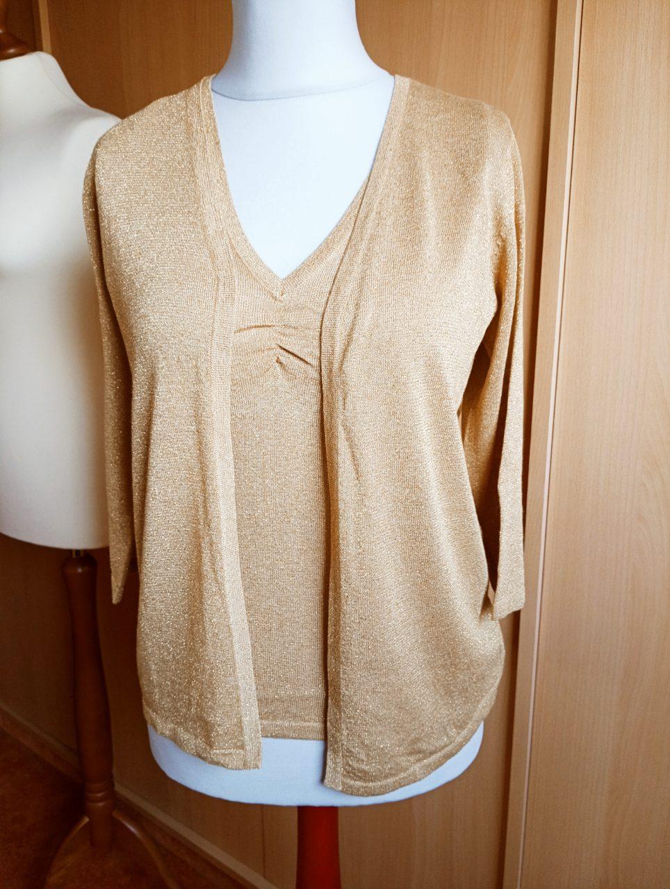Glam Twinset Top Strickjacke Glitzer Silvester Party Viskose