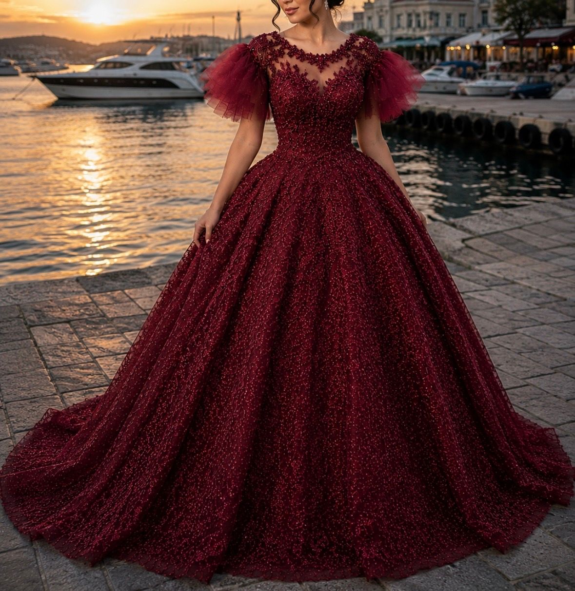 Sonstiges Traumhaftes burgunderrotes Abendkleid / Ballkleid ✨ Size M