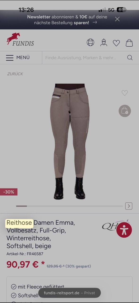 Ohp Winter Reithose  Size M 