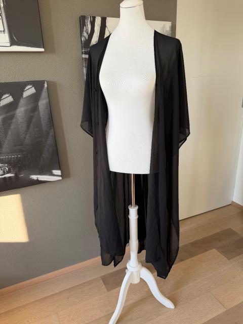 H&M H&M Kimono One Size Schwarz Chiffon Kaftan Strandkimono Beach Cover Up Cardigan Size Einheitsgröße