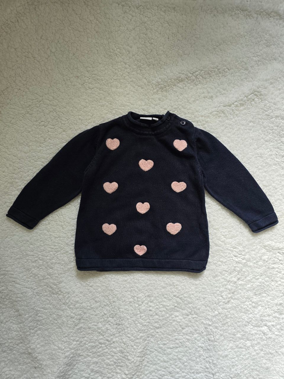 Schiesser Schiesser Baby Strickenpullover Gr. 74 – Dunkelblau Herzchen Baumwolle Size 74