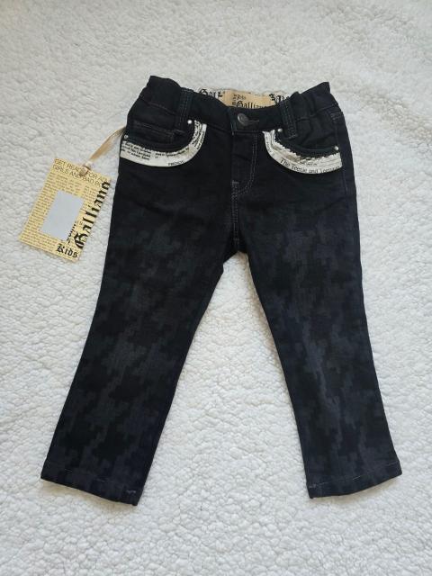 John Galliano John Galliano Kids Gazette Print Jeans 80 (12M) – Schwarz Jacquard Denim Vintage Size 80