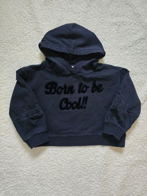 Monnalisa Monnalisa Crop Hoodie 104 – Dunkelblau Samt-Schriftzug Strass Size 104