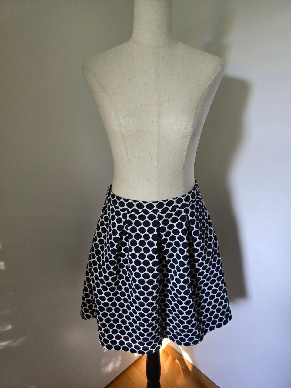 Boden Jacquard Rock 36 – Dunkelblau Weiß Muster Retro
