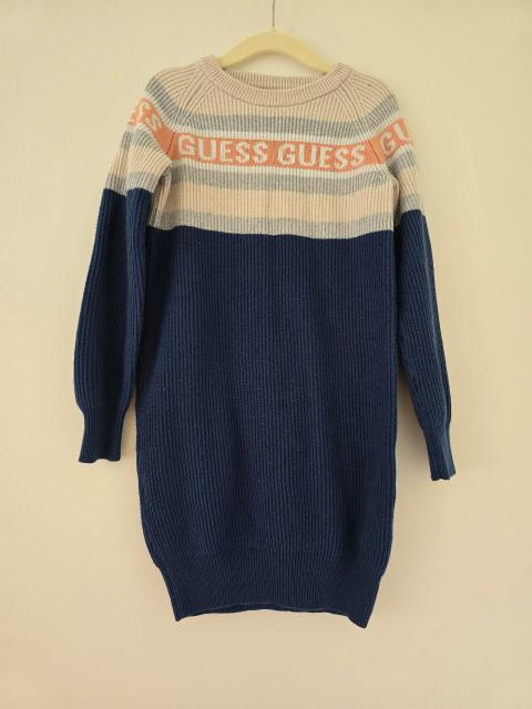 Guess Guess Strickkleid Gr. 6 – Dunkelblau Beige Lurex Logo Strick Size 116