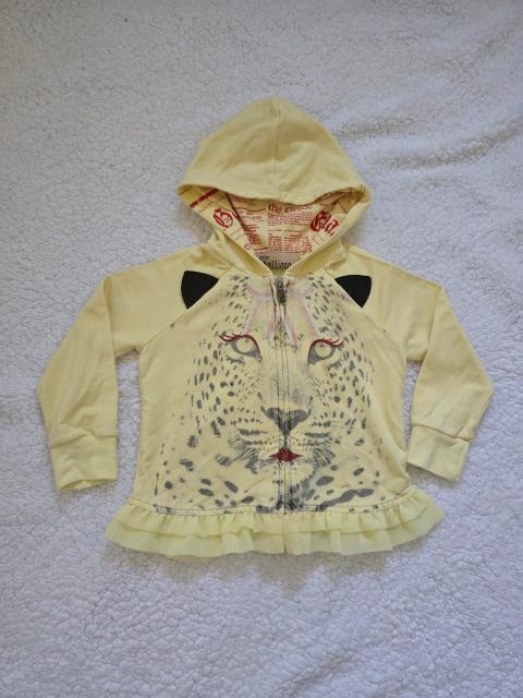 John Galliano John Galliano Kids Leopard Cut-Out Hoodie 12M – Gelb Y2K Vintage Size 80