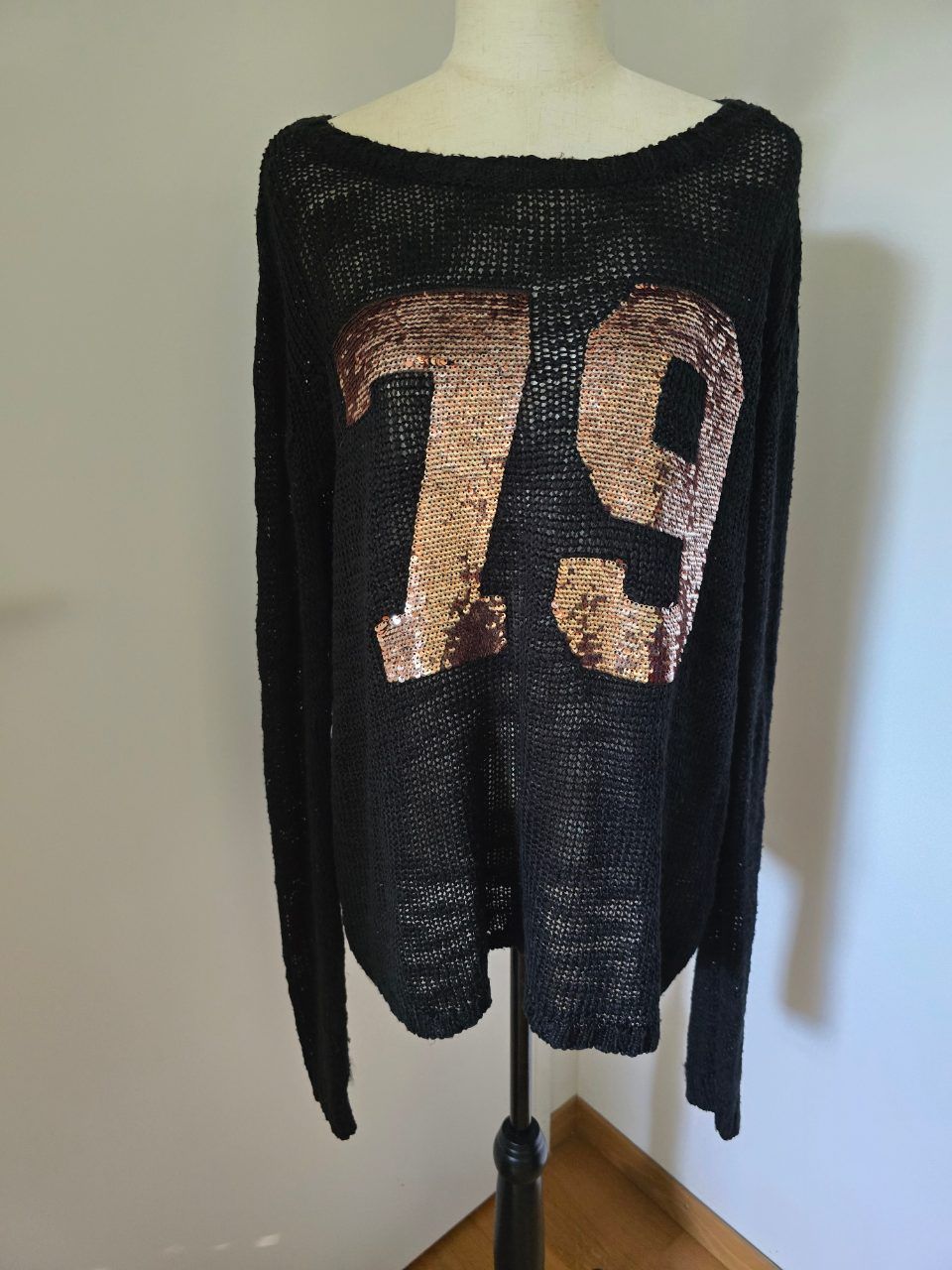 AJC AJC Grobstrickpullover S – Schwarz Pailletten 79 Mesh Pullover Size M