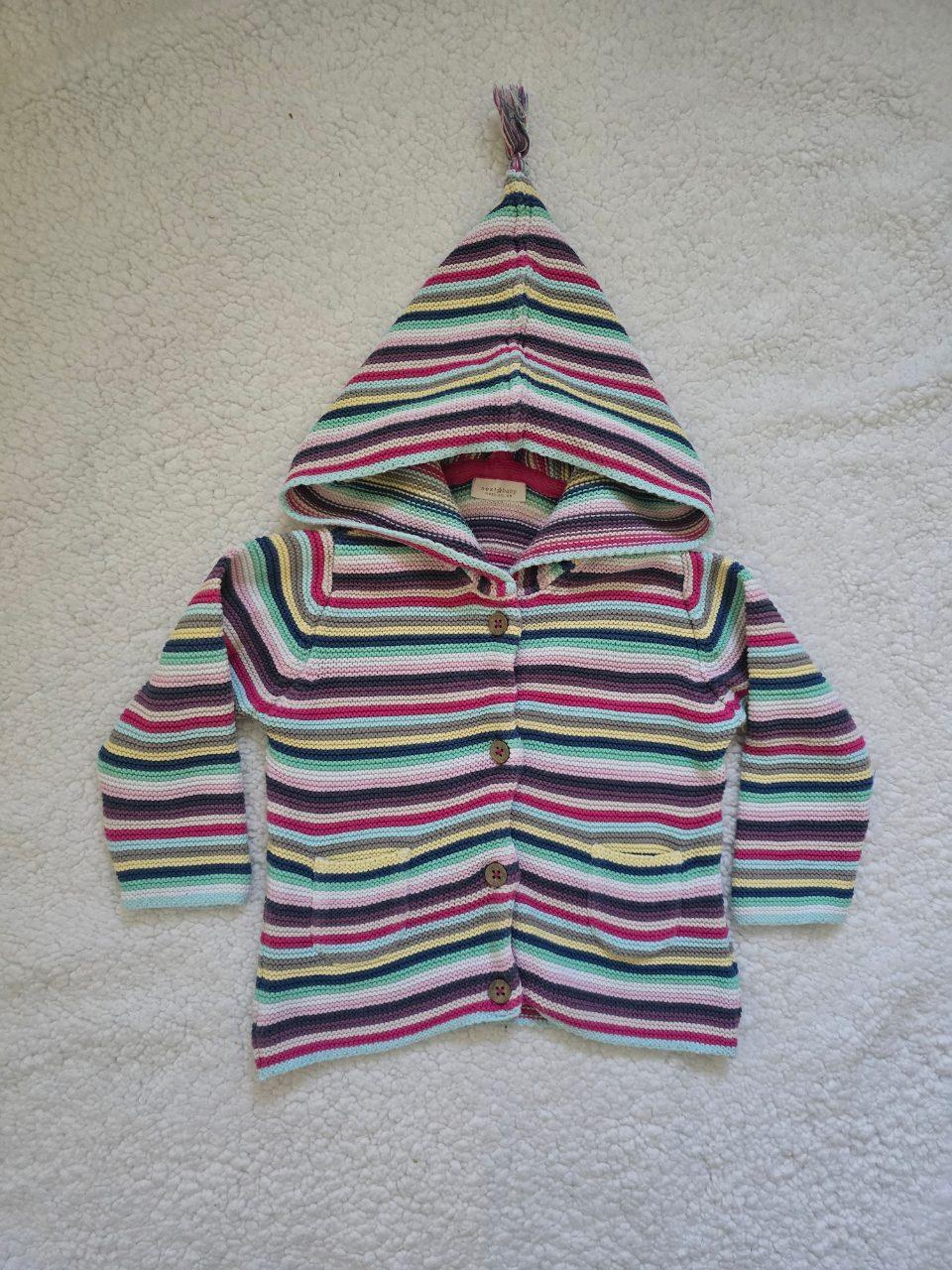 Next baby Strickjacke Kapuze 80 – Bunt Gestreift Baumwolle