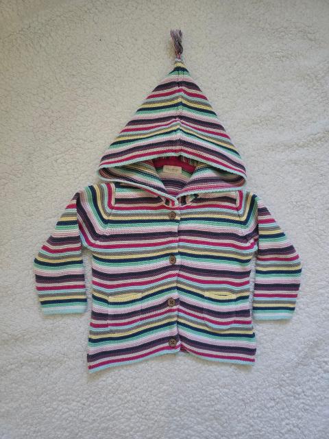 Next Next baby Strickjacke Kapuze 80 – Bunt Gestreift Baumwolle Size 80