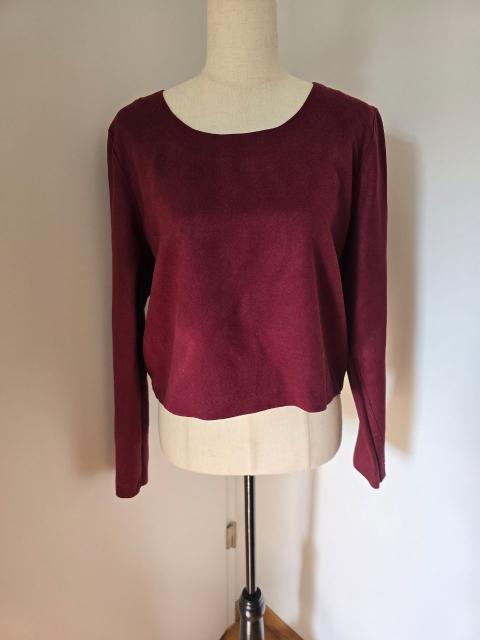Rodebjer Rodebjer Langarmshirt S – Bordeaux Suede Optik Scandi Minimalist Size S