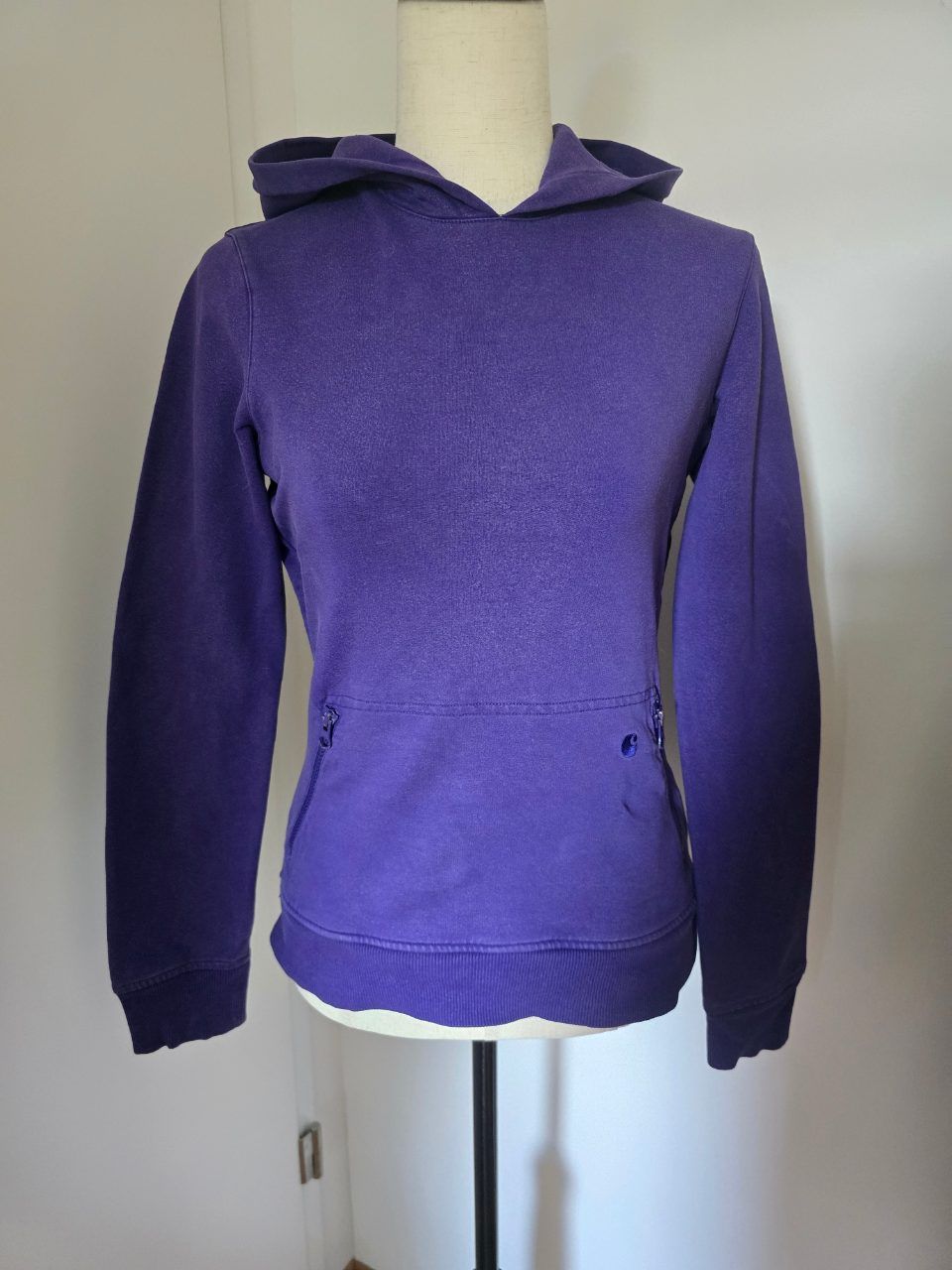 Carhartt W Hooded Cheer Sweat Hoodie S – Violett Baumwolle Streetwear