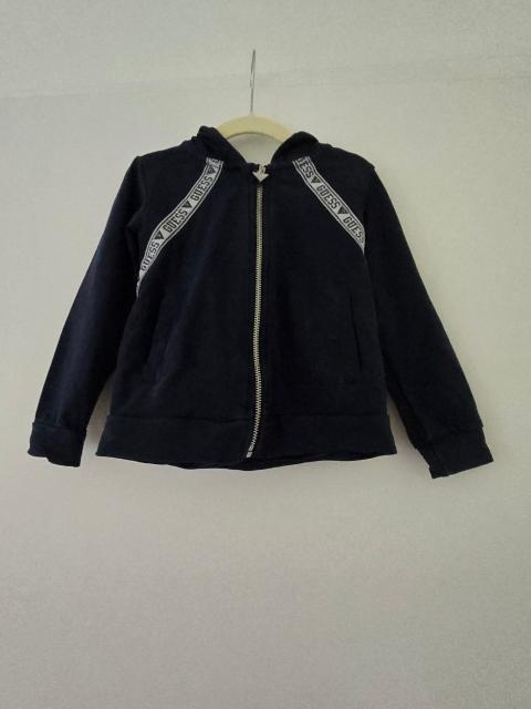 Guess Guess Kids Sweatjacke mit Kapuze Gr. 98 – Dunkelblau Tape-Logo Zipper Size 98