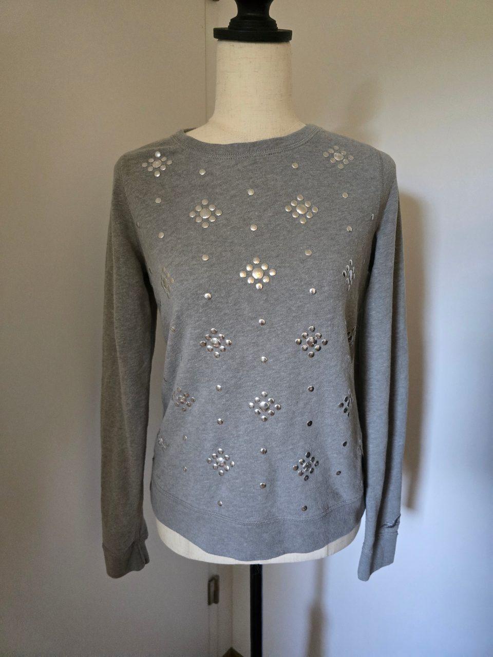 Hollister Feinstrickpullover S – Grau Nieten Chiffon-Rücken Y2K