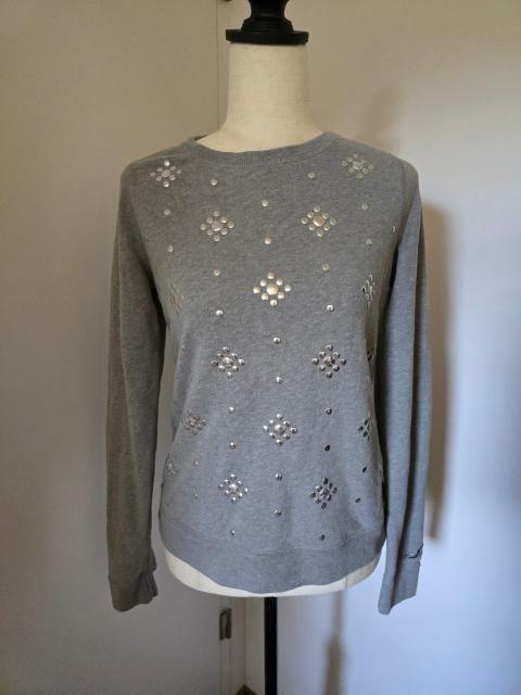 Hollister Hollister Feinstrickpullover S – Grau Nieten Chiffon-Rücken Y2K Size S