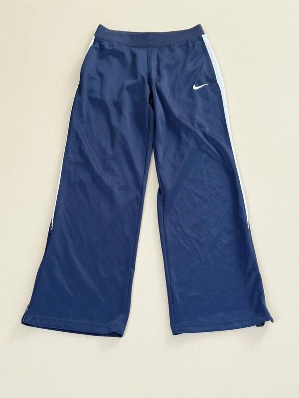 Nike Nike Dri-FIT Trainingshose Gr. S | Track Pants Blau Weiß | Vintage Y2K | Zip Leg Size S
