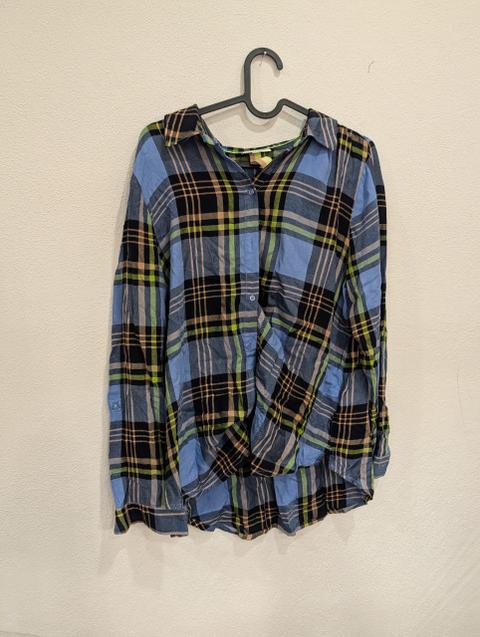 Street one Street One Karo-Bluse / Hemdbluse – Blau / Schwarz / Neon-Grün – Gr. 38 (M) Size 38
