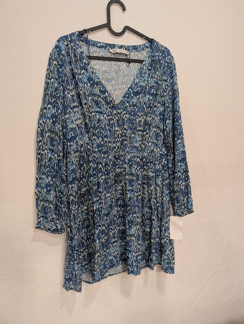 Zara ZARA Blaues Musterkleid / Tunika-Kleid – Neu mit Etikett – Gr. S (36) Size S