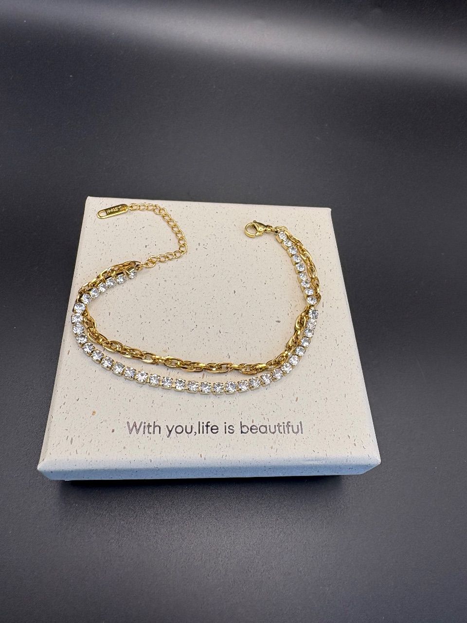 Keine Marke Gold Armband mit Steinen  Size 21 cm
