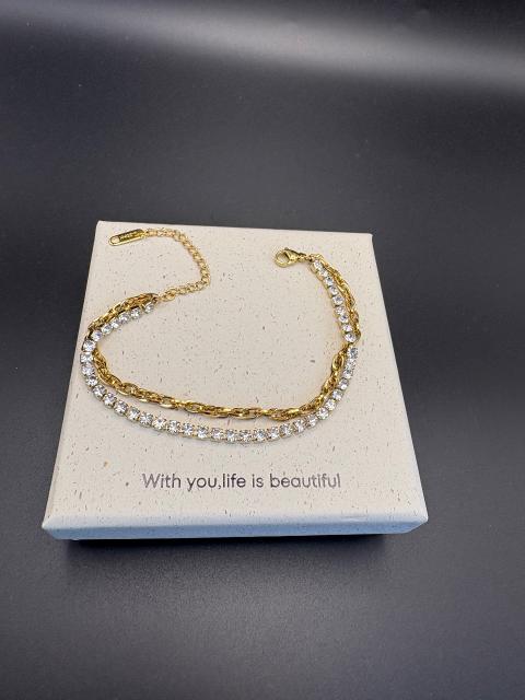 Keine Marke Gold Armband mit Steinen Size 21 cm