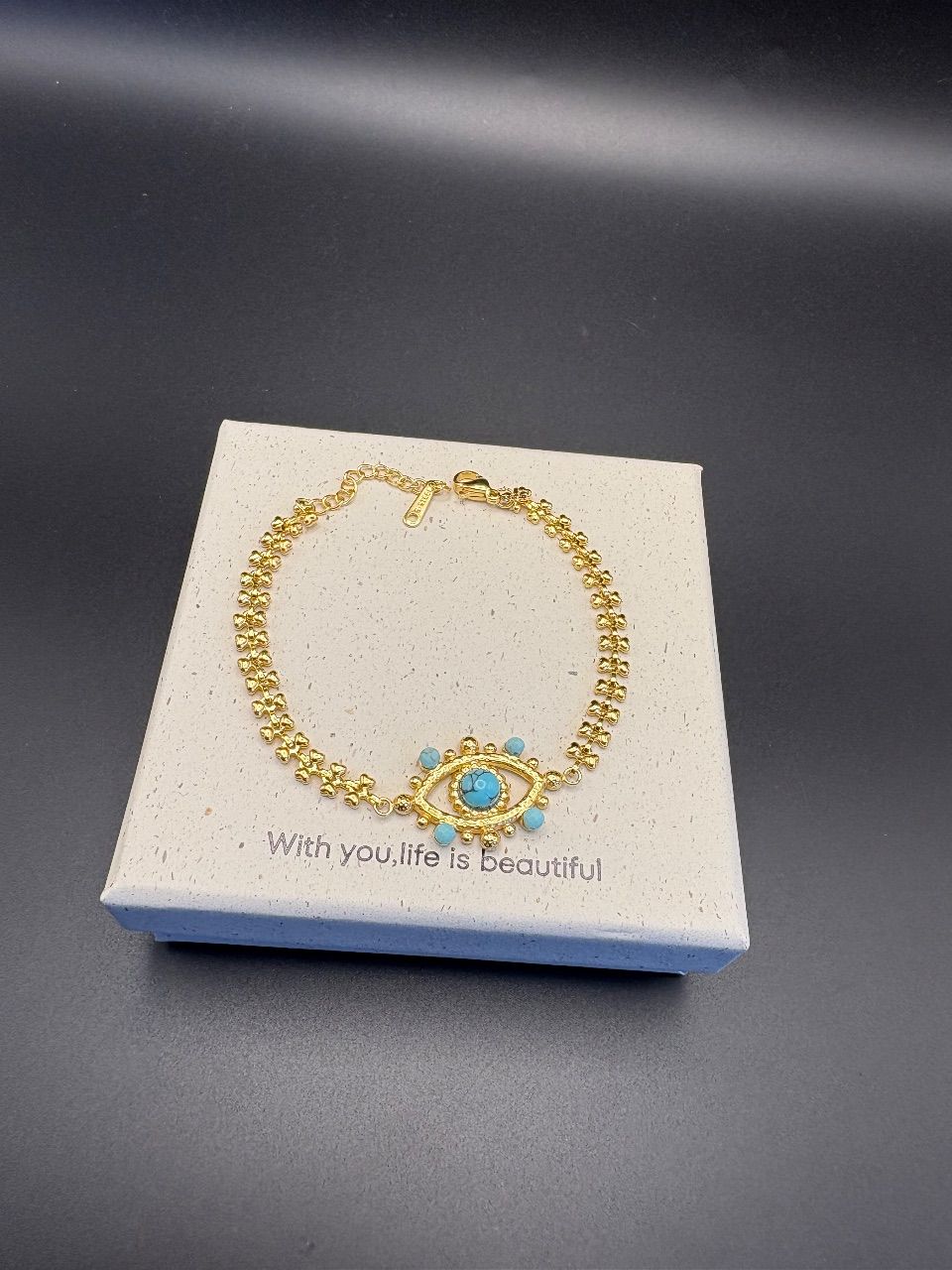 Keine Marke  Armband Goldfarben mit Türkis  Size 20 cm