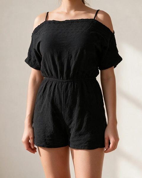 Urban Outfitters Urban Outfitters See the Stars Jumpsuit Schwarz mit Blumenstickerei Gr. S Size S