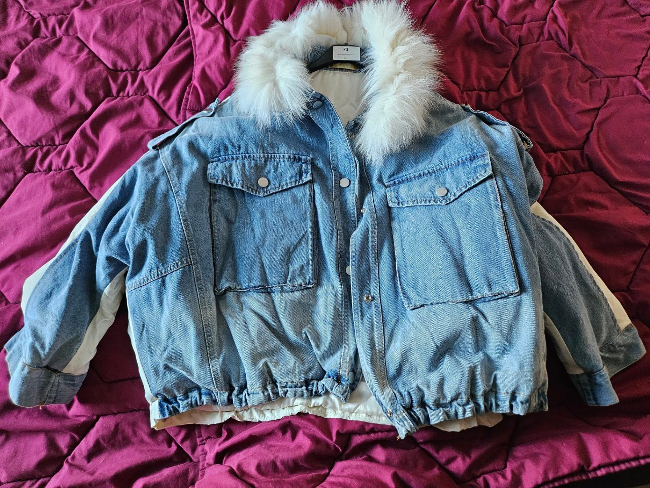 ITALY  Jeansjacke gefüttert Gr. 42-44 Rückenbild  Size L