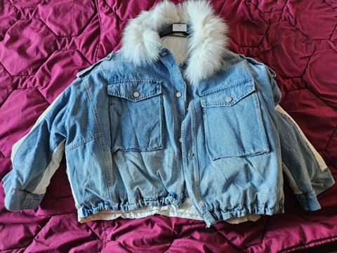 ITALY Jeansjacke gefüttert Gr. 42-44 Rückenbild Size L