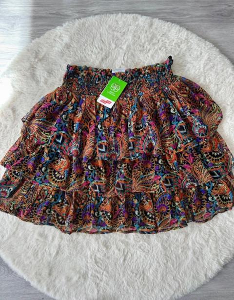 Page one Bunter Paisley Minirock mit Volants – Hippie Boho