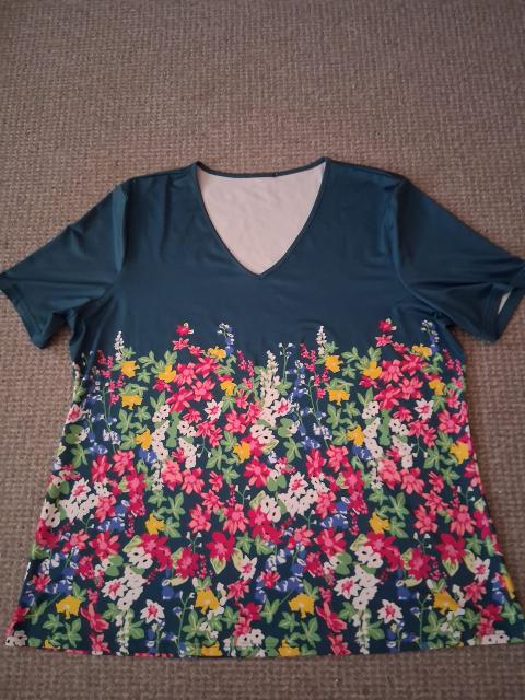 Ohne Marke Damen Sommer T-shirt Größe XL in Petrol und bunt Size XL