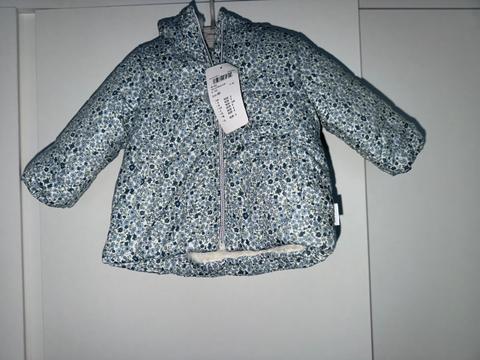 Ohne Marke Baby Mädchen Winterjacke – Blumenmuster in Blau & Weiß – Größe 80 Size 80