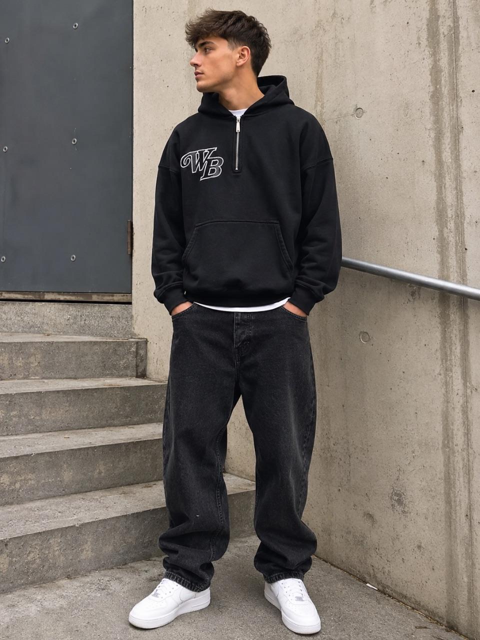 Wrstbhvr Oversized Zip Hoodie - Gr.XXS - Schwarz - Sehr guter Zustand