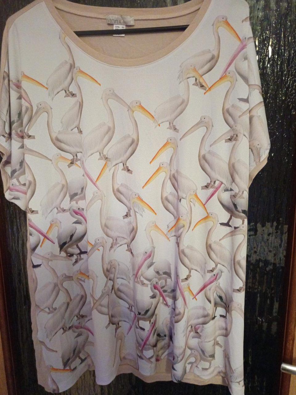 MONA Damen-Shirt mit Pelikan-Muster – Gr. 52/54