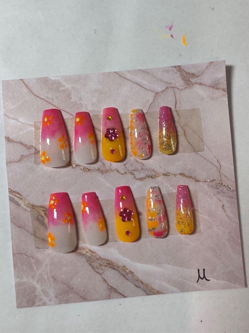 Ohne Marke Press on nails pink/orange Size M