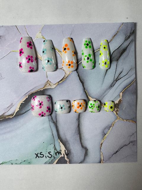 Ohne Marke Press ons blumen Size XS