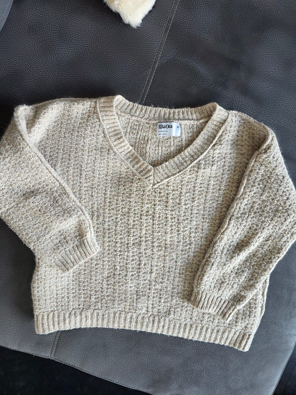 Primarkt Glitzer strikt Pullover in Beige Damen Size M