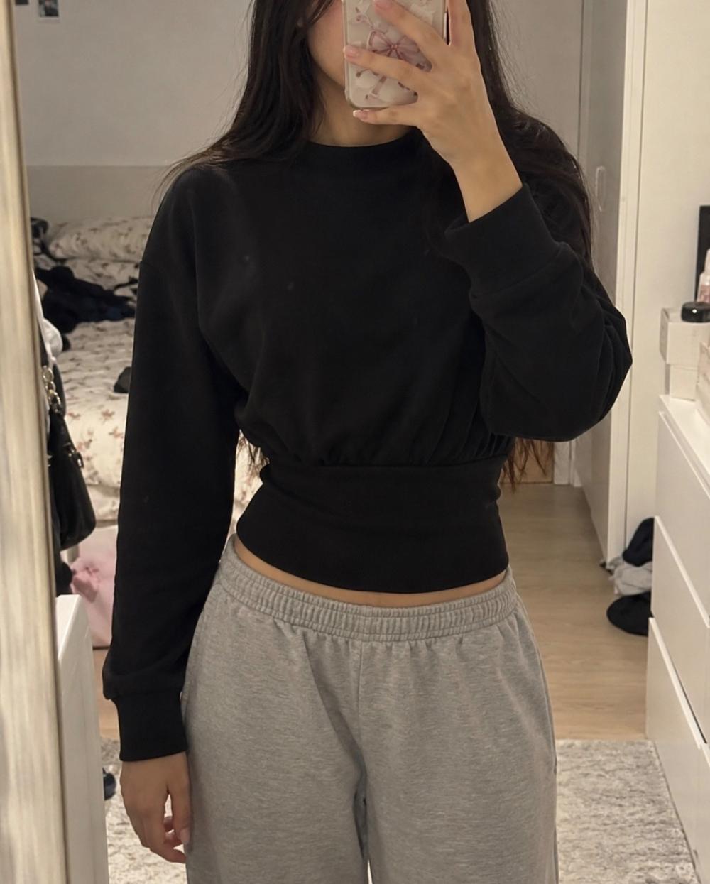 Schwarzer Cropped Pullover Sweatshirt XS ASOS Design